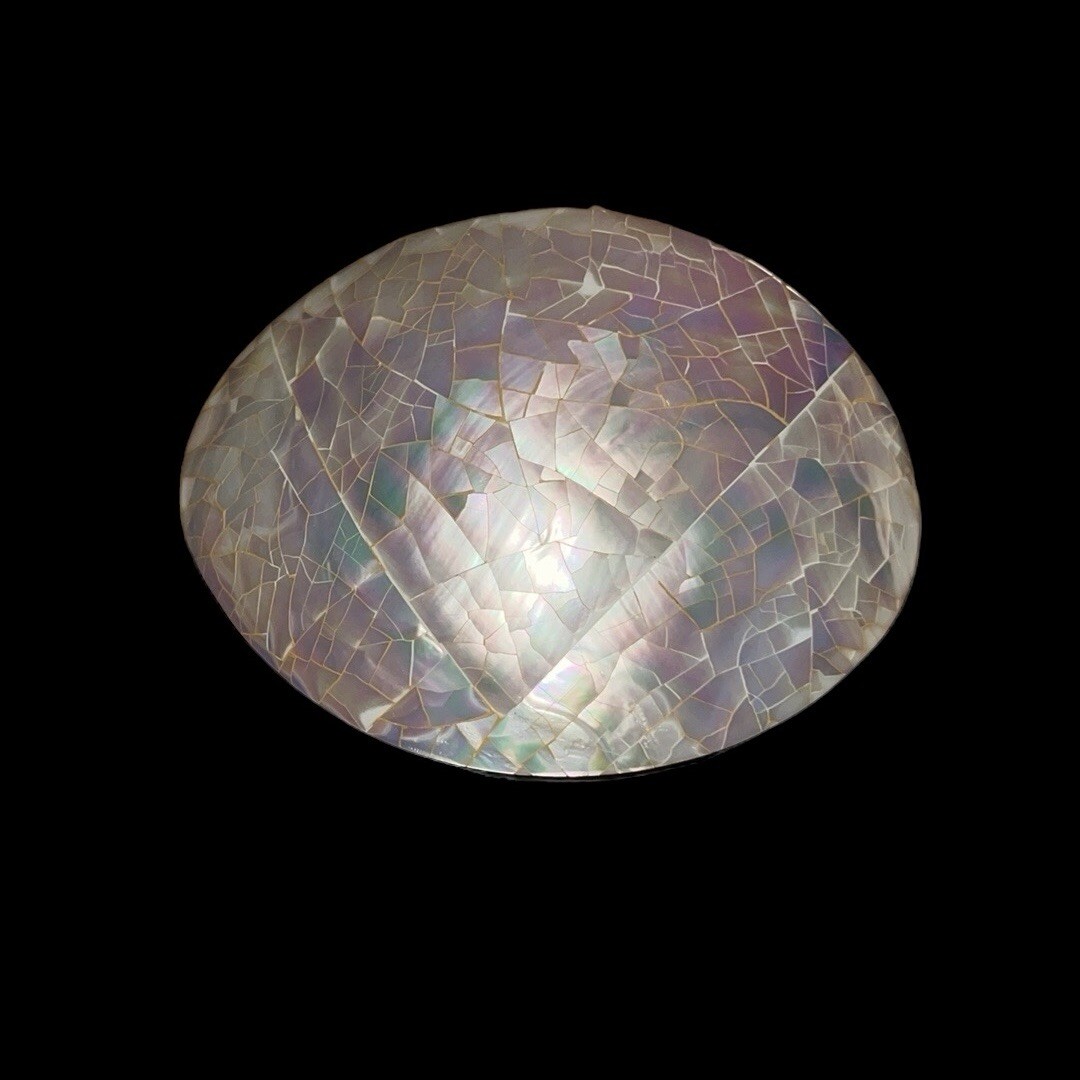 Vintage CHARMANT Abalone Shell Wood Beverly Hills BELT BUCKLE 4″ x 2 3/4″ 1