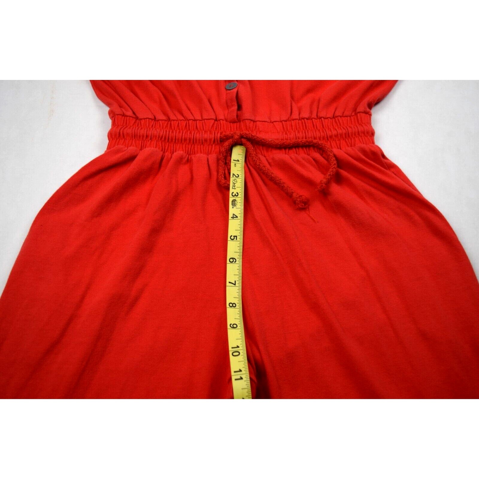 Vintage Jumpsuit Oakbrook Size S/M 80s Cherry Red Cotton Snug Fit Made USA
