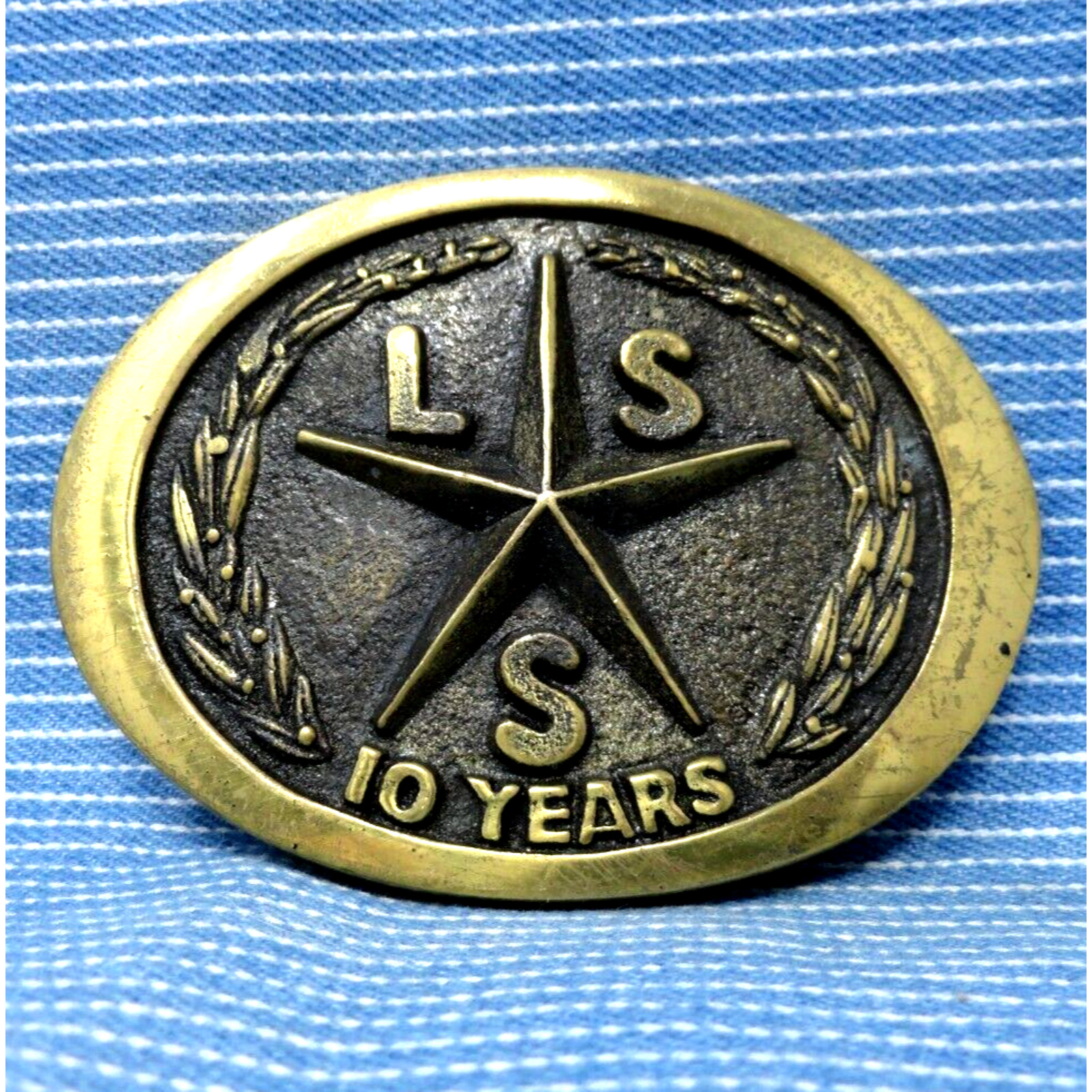 Lone Star Steel Belt Buckle 10 Year Texas Brass Vtg 70s Heritage Mint RC .TWY967