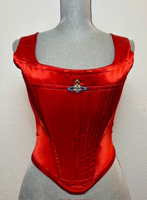 Vivienne Westwood Red Satin Vintage 1990’s Red Label Corset Top 42 Italy