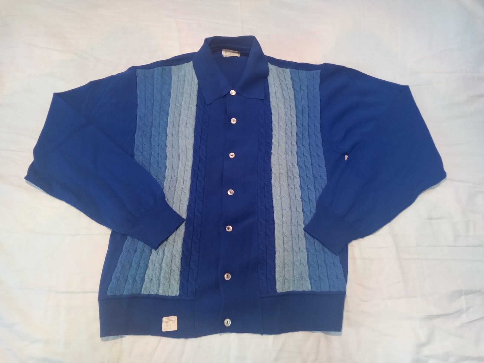 Kolmer – Marcus Vtg 60s Blue Gradient Cable Knit Italian Knit Shirt M