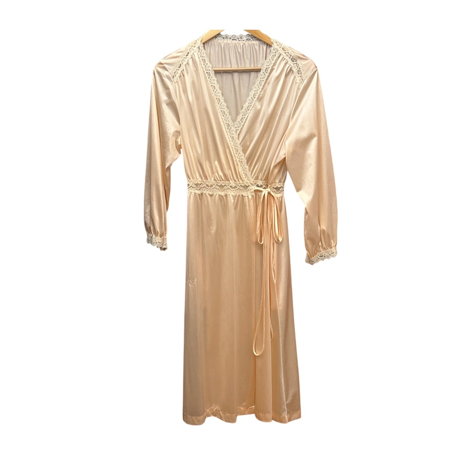 Vintage Peignoir Nylon Wrap Lace Trim Robe Coquette Regencycore Old Hollywood