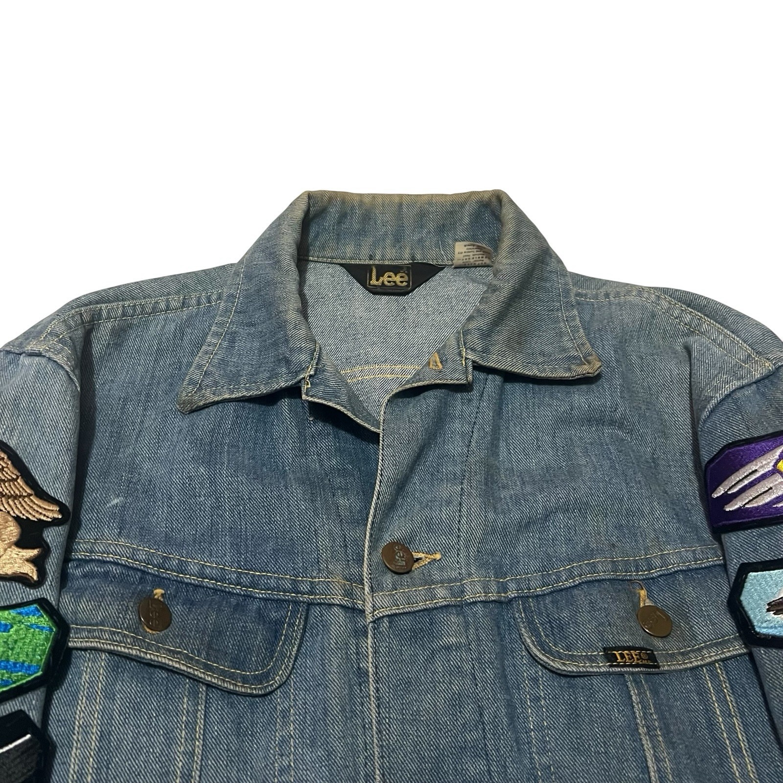 Vintage USA Lee Harley Davidson HOG Patch Denim Jacket 1987-2001 10 Year L
