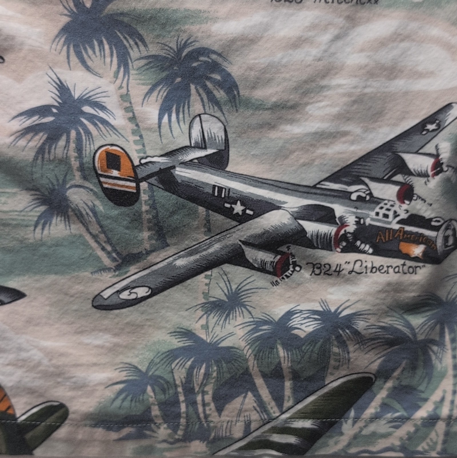 Kalaheo Men’s Large WWII Bomber Plane Hawaiian Shirt Made In USA Cotton Rayon L