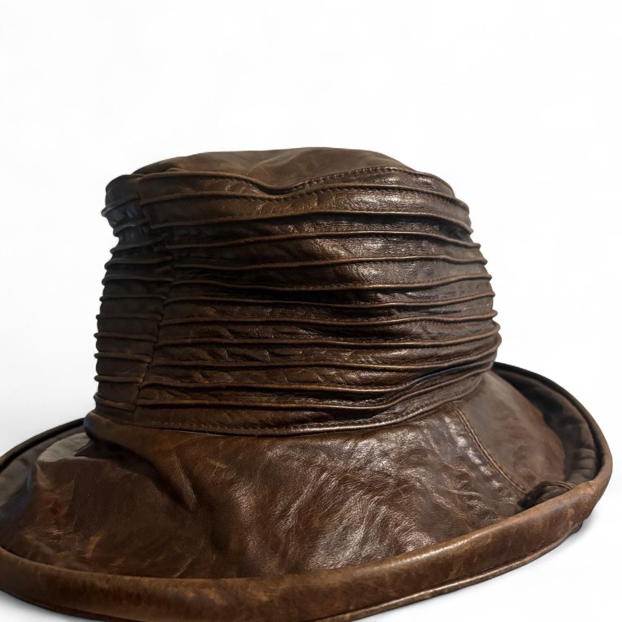 Vintage 60s Leather Bucket Top Hat Heather Allan London