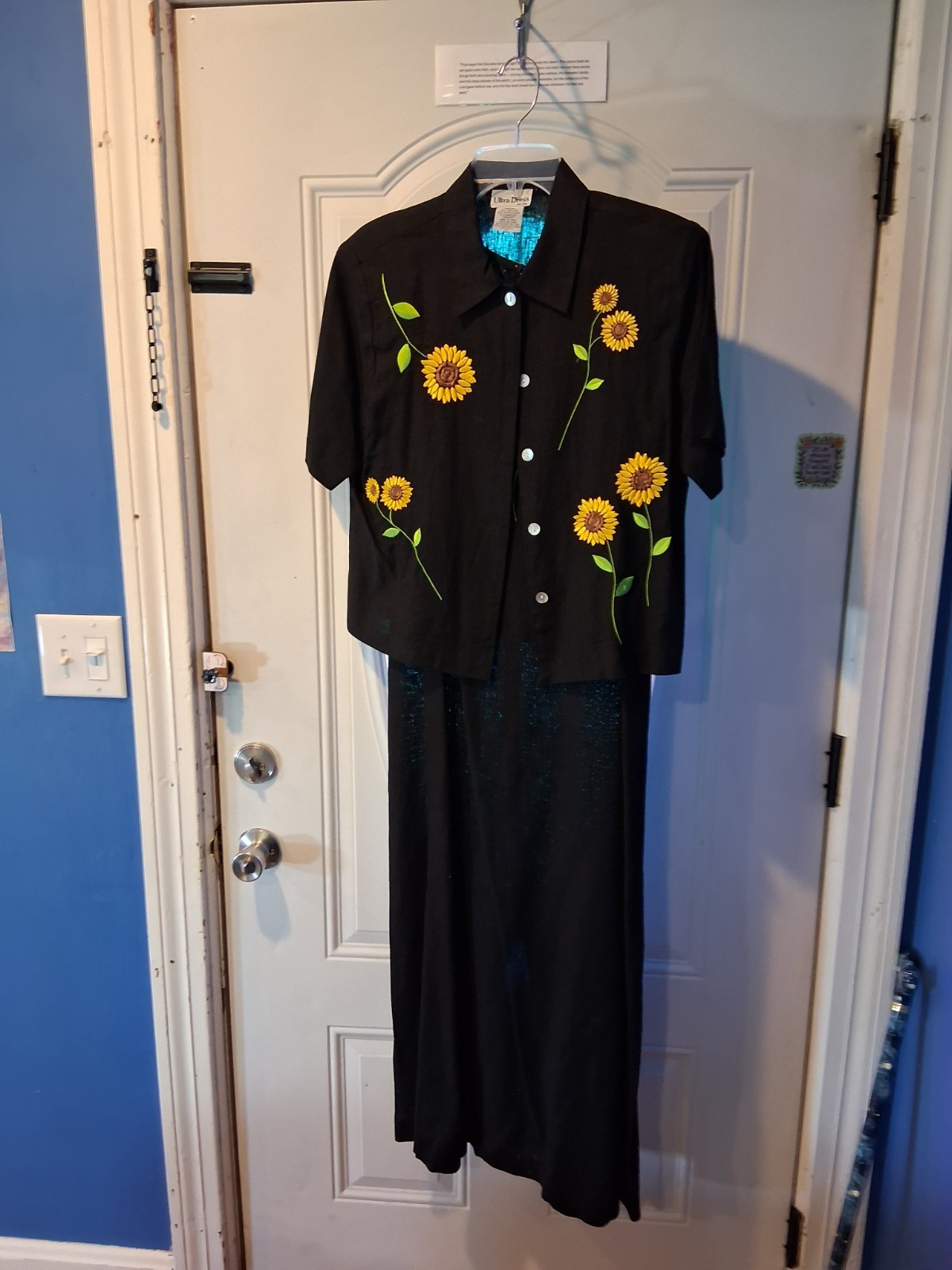 Vintage Black Sunflower Ultra Dress 2-Piece Dress and Jacket Set Size 10