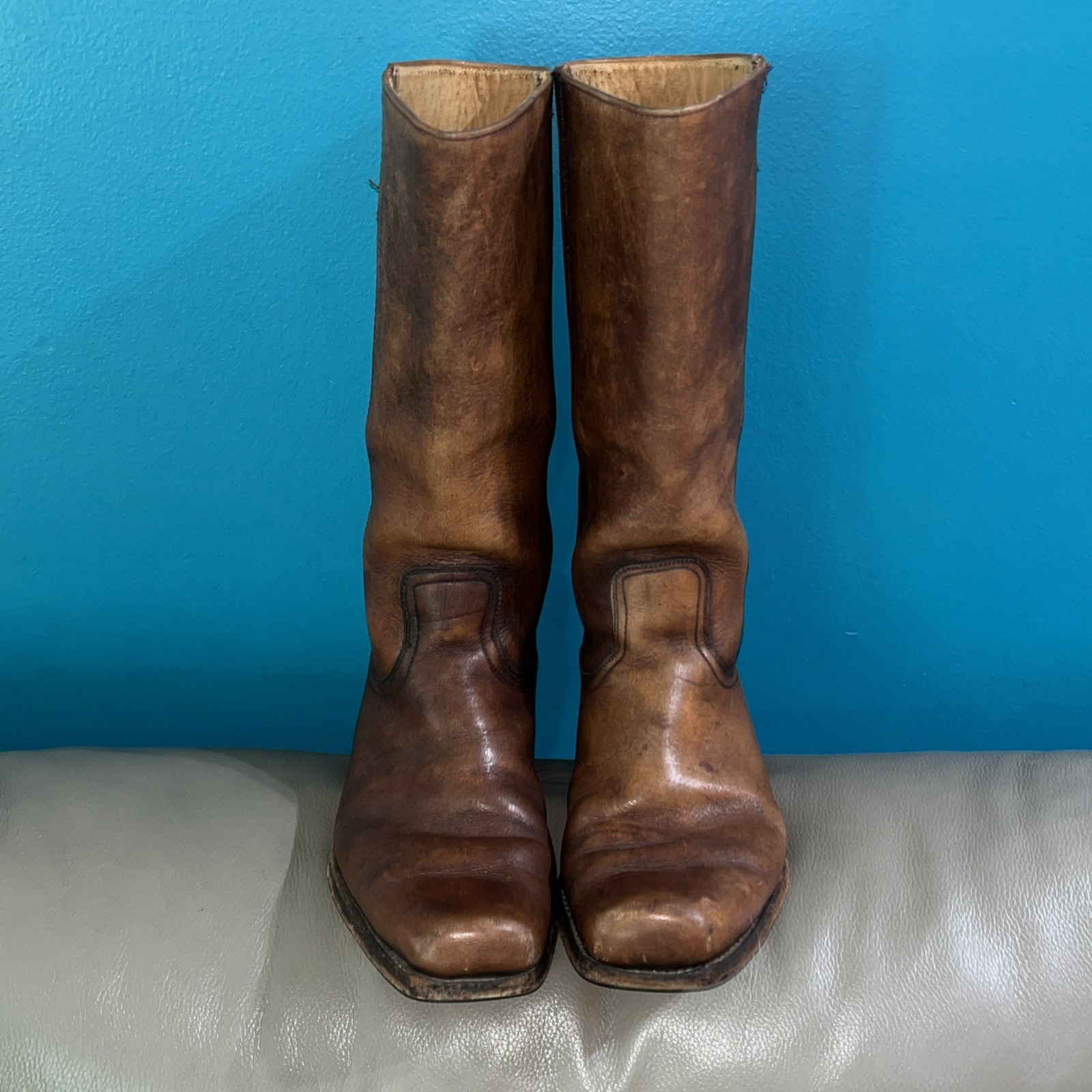 Vintage Frye Campus Boots 60s 70s Brown Leather Sz 8.5 D Women 9.5 Black Label