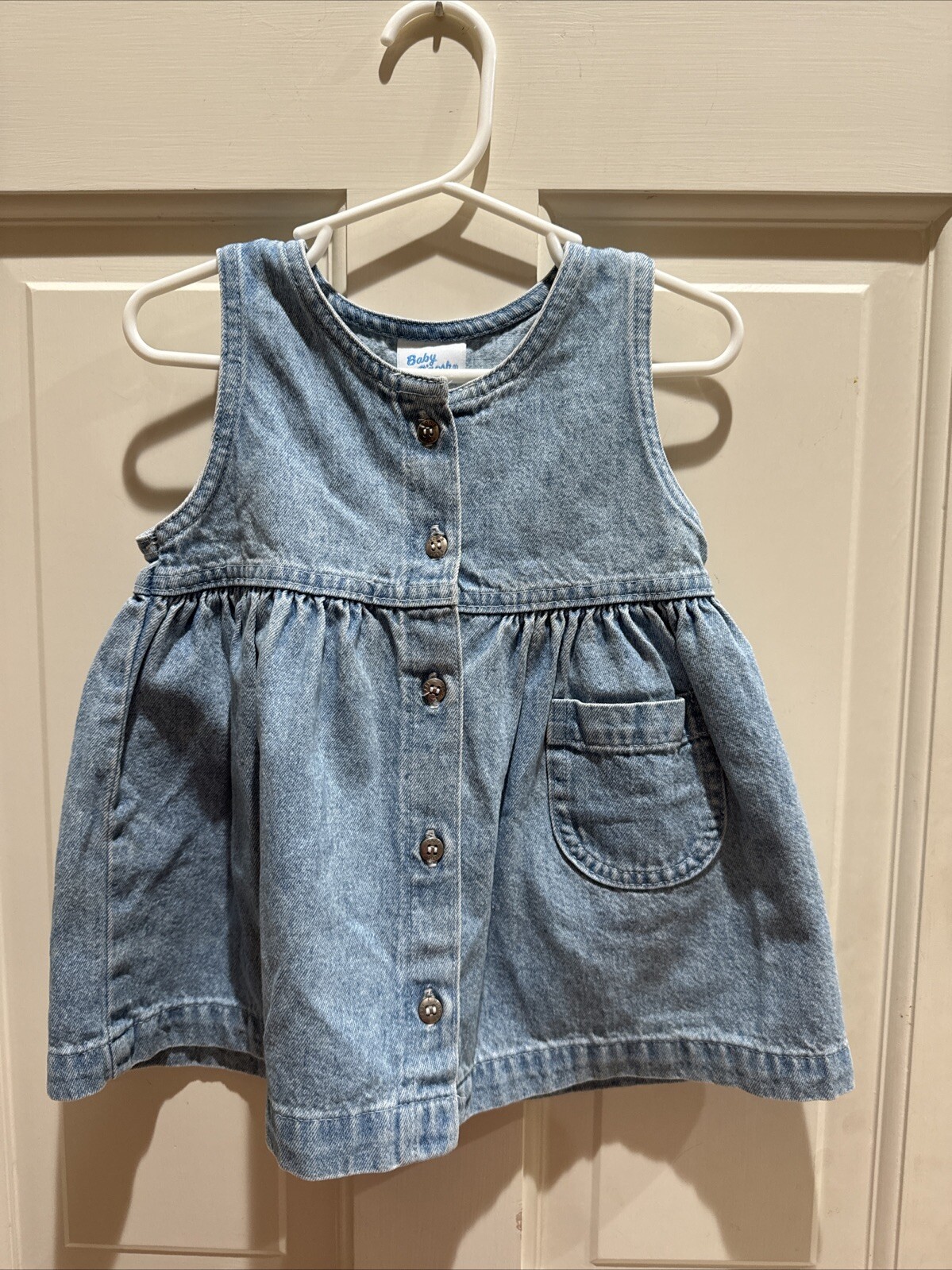 Vintage Oshkosh B’gosh Baby Girl Size 24 Months Denim Dress Made In USA