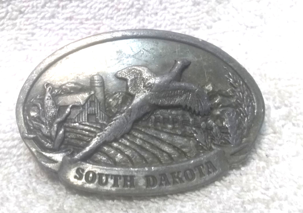 South Dakota Flying Gees Over Outdoor Scene 1984 Siskiyou Buckle Vintage