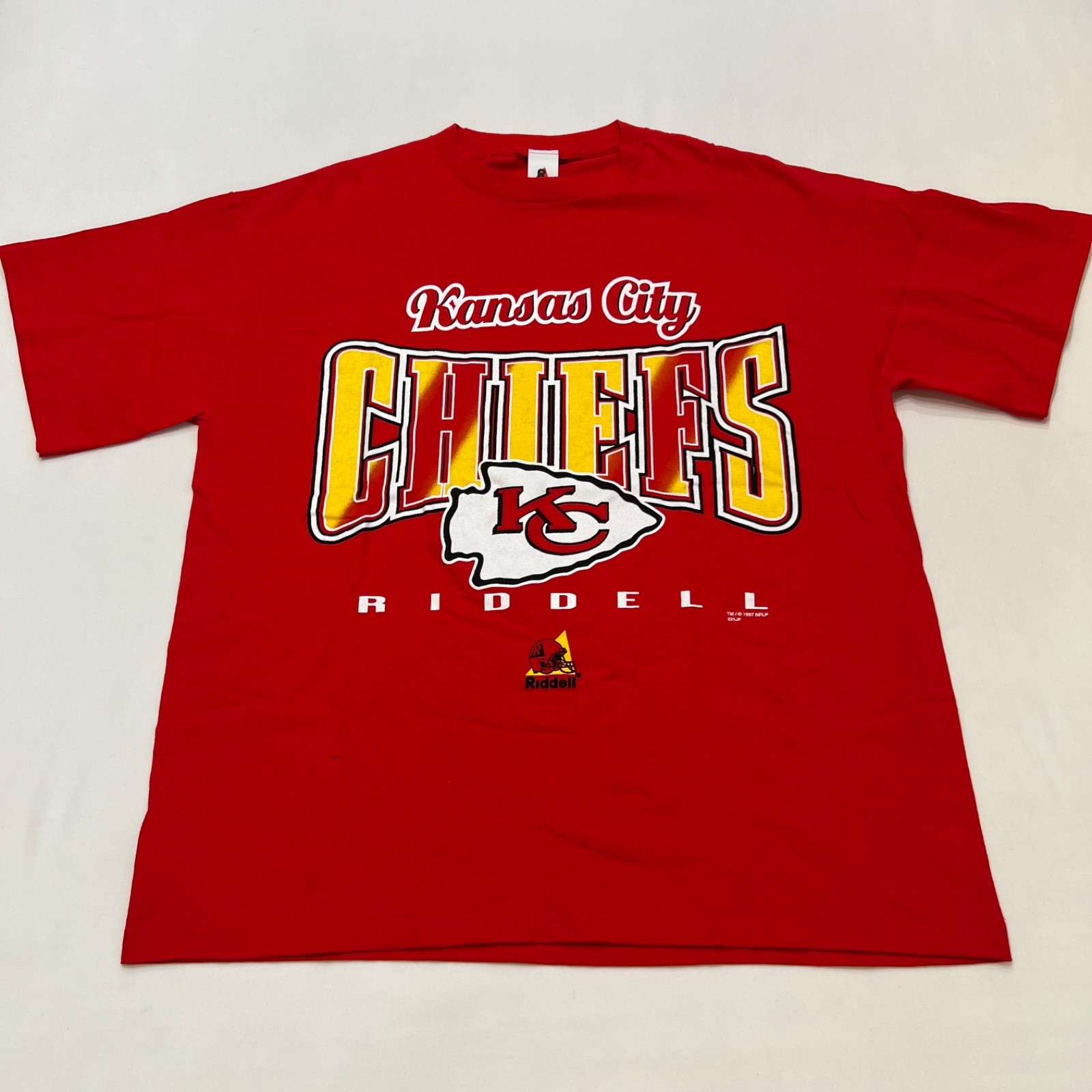 Vintage 90s Kansas City Chiefs Arrowhead Logo T Shirt XXL Single Stitch Riddell