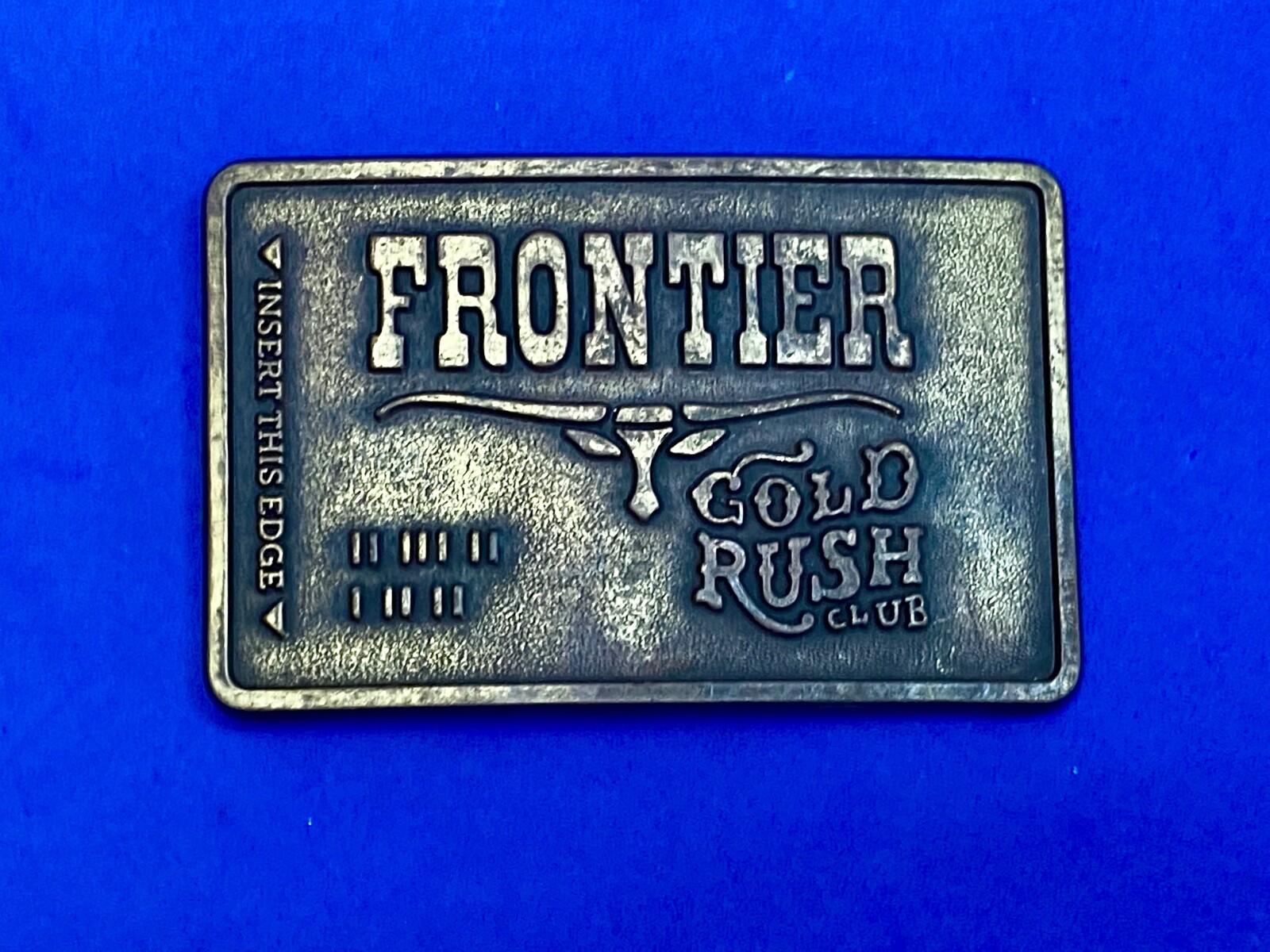 Vintage Old Vegas Frontier Gold Rush Hotel And Casino Advertising Belt Buckle