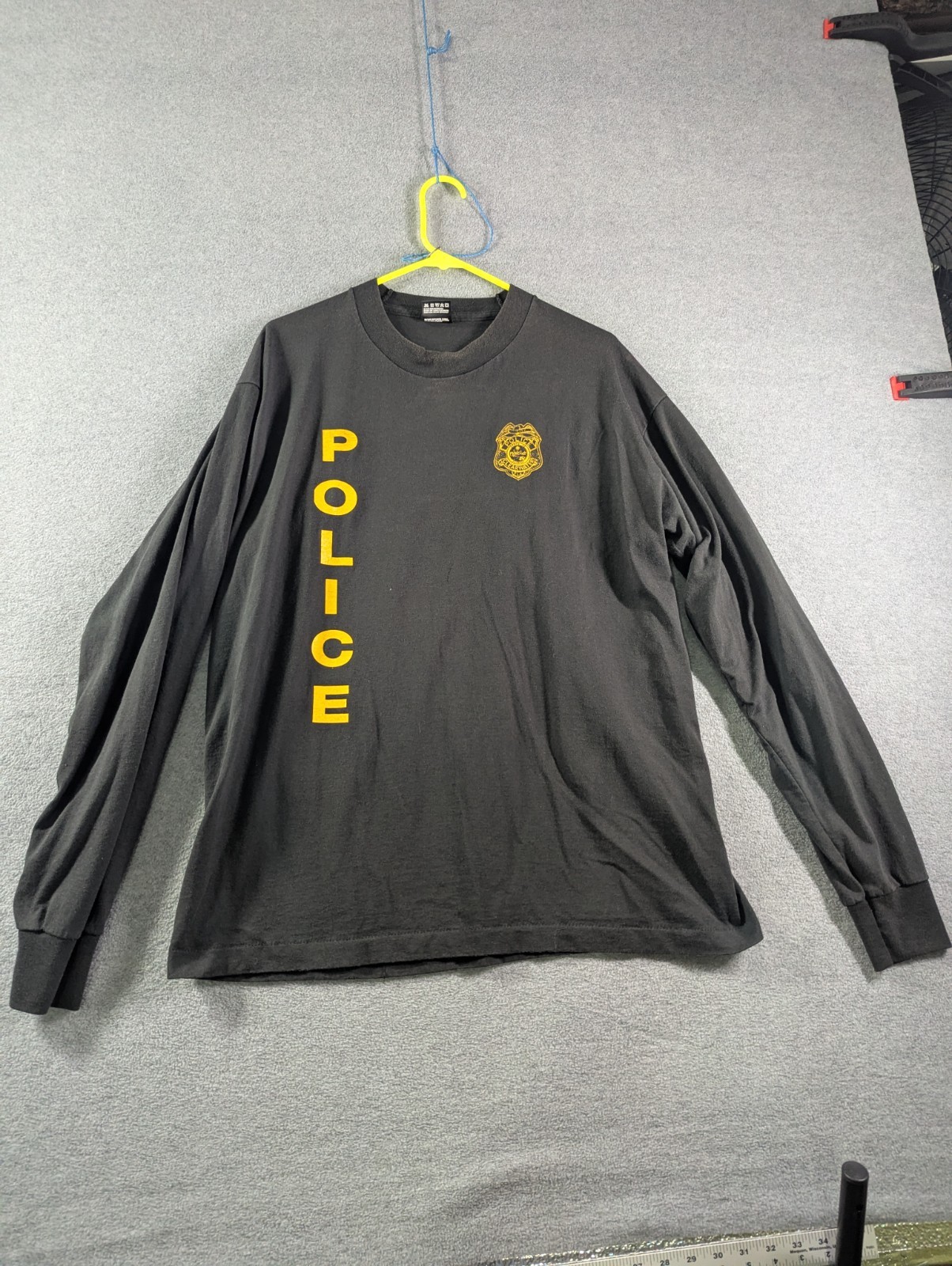 VTG Fruit Of The Looms Police Long Sleeve T Shirt XL USA Made Single Stitch 90s