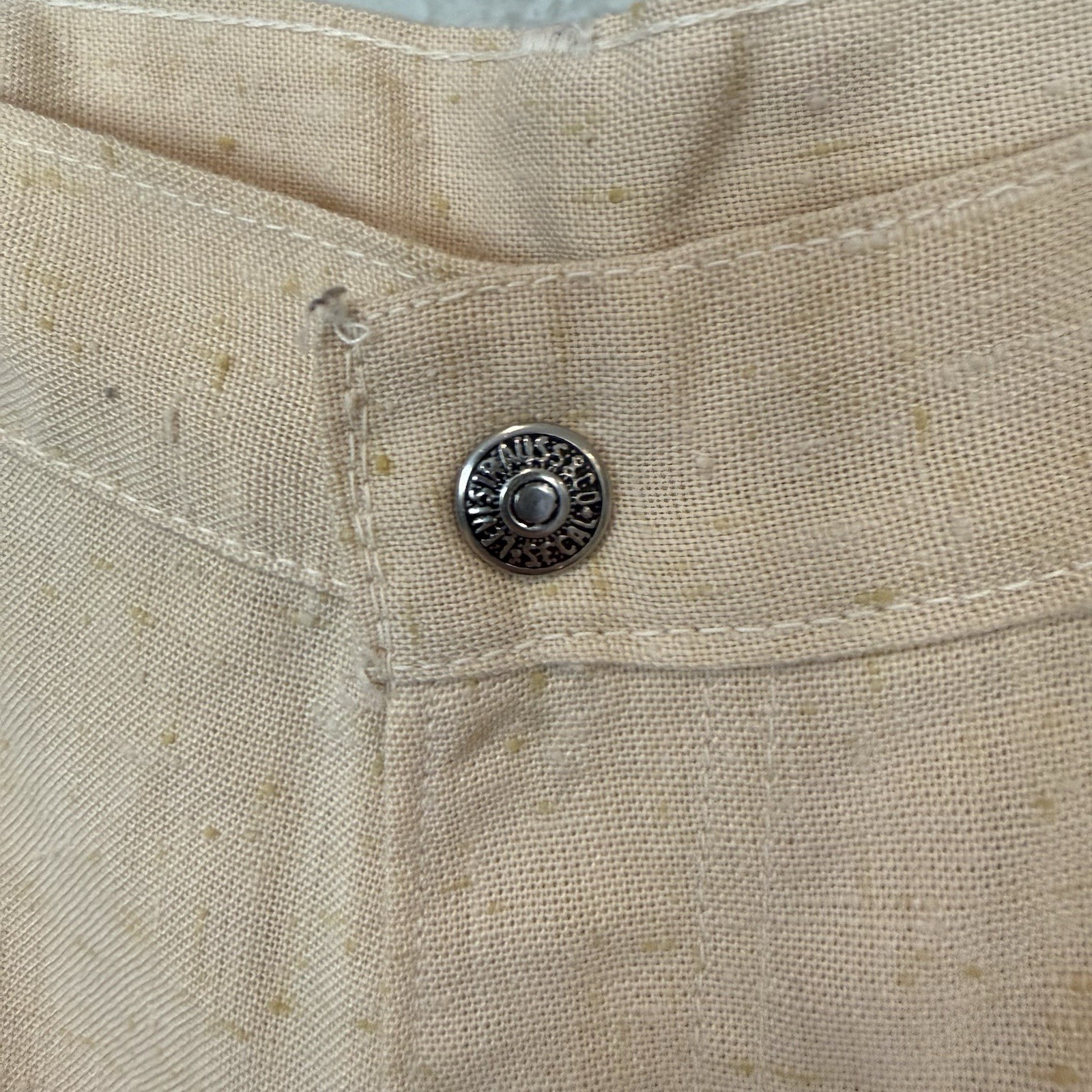 Vintage 70s RARE Levis Khaki Brushed Denim Bell Bottoms 34×28 Western USA Disco
