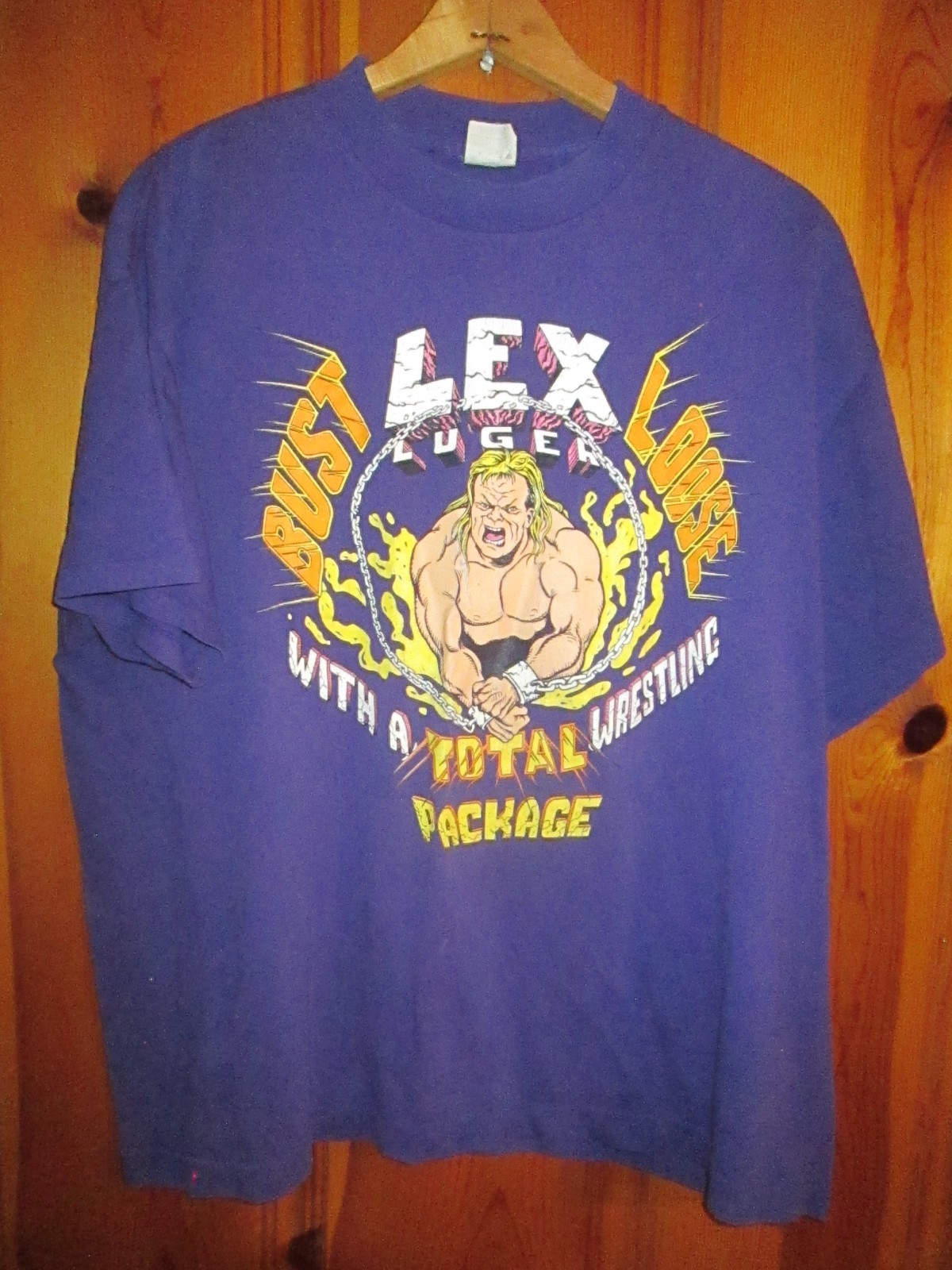 1992 Vtg 90s LEX LUGER Authentic Original WCW Wrestling wwf Bust Loose T Shirt