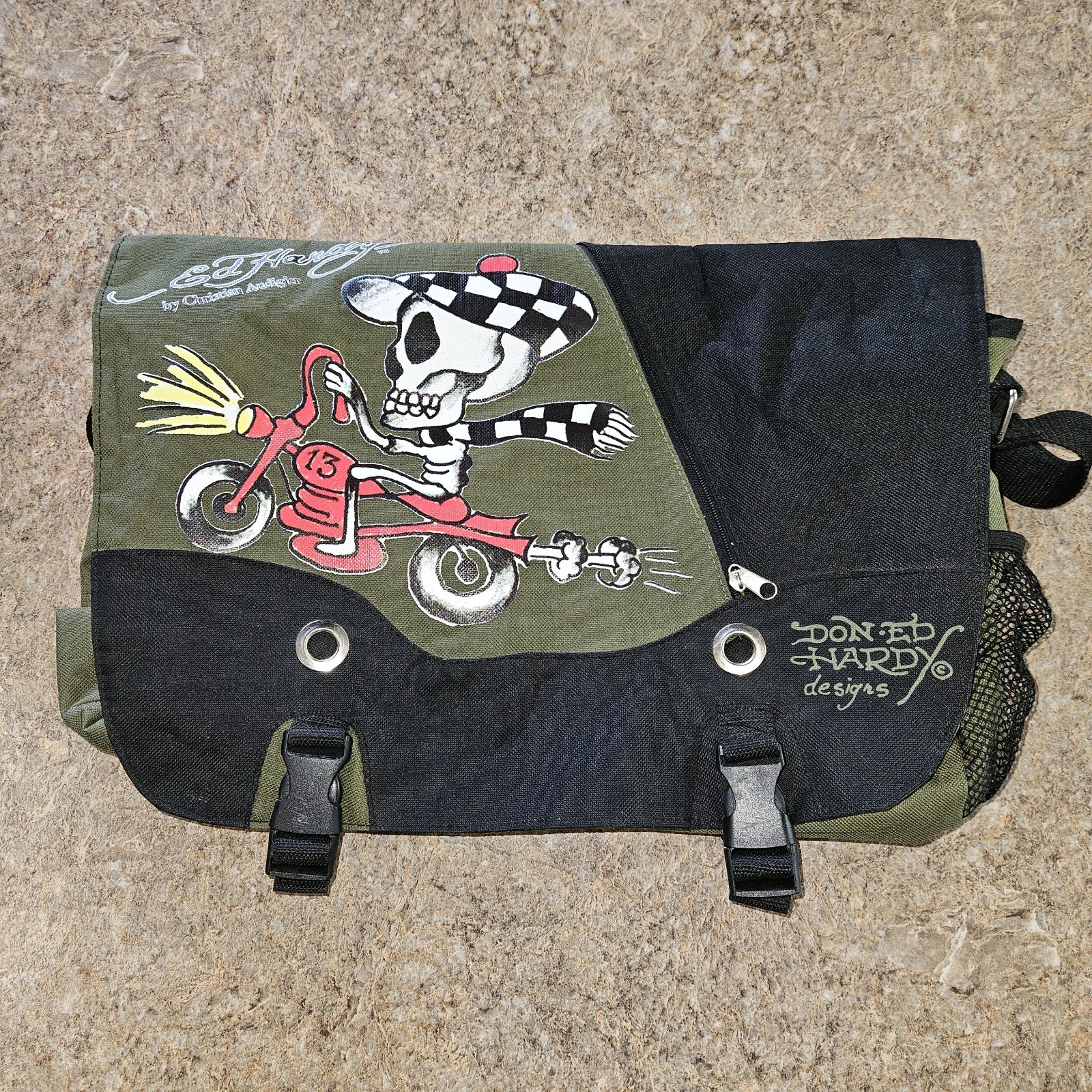 Vintage Don Ed Hardy Shoulder Bag Y2K Skeleton Motorcycle Desiger Bag