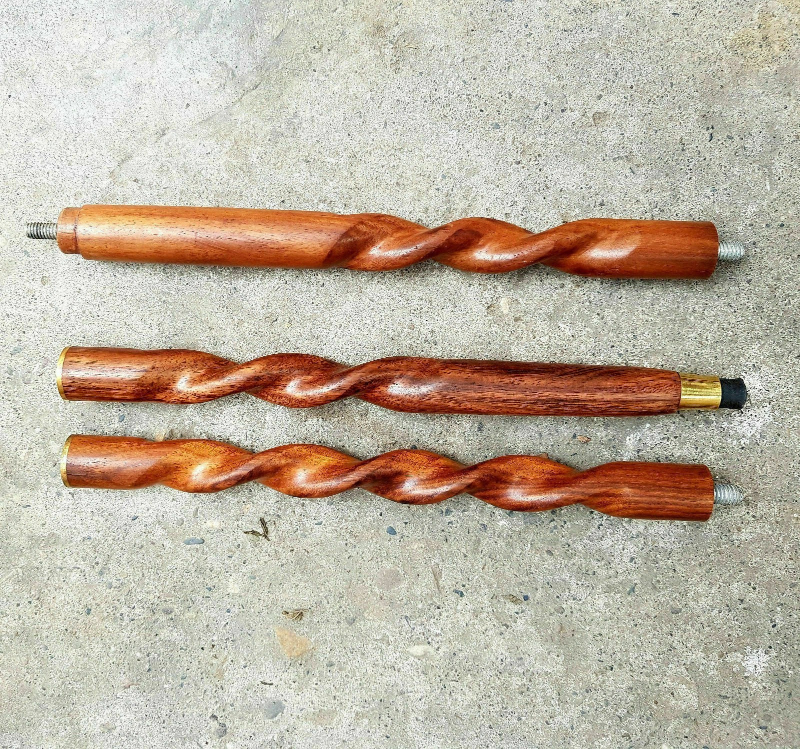3 Fold Vintage Brass Wood Walking Stick Only For Cane Handle Only wooden shaft