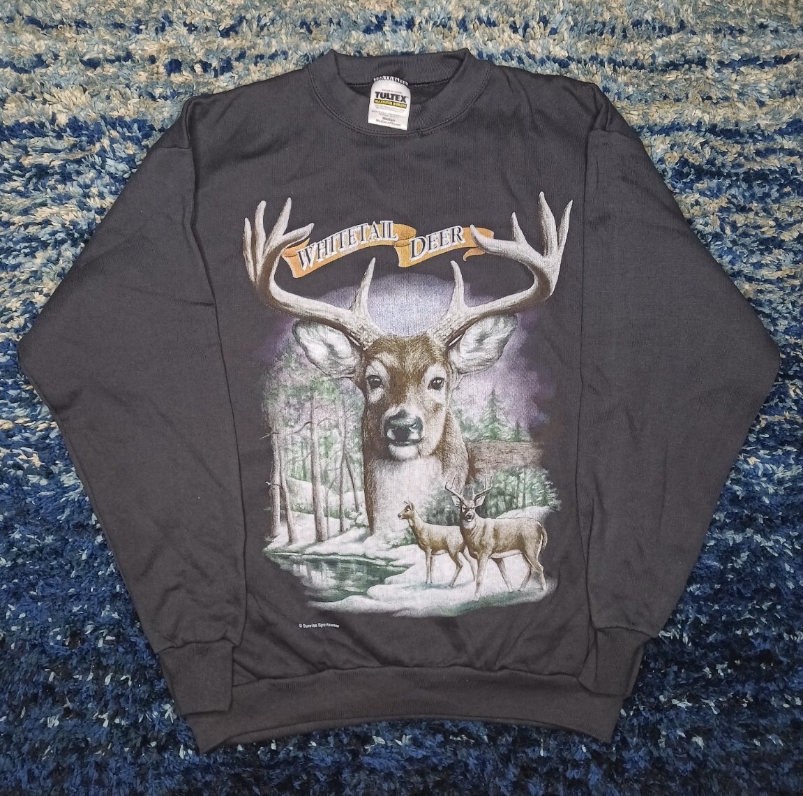 Vintage Tultex Maximum Sweat Whitetail Deer Hunting Crewneck Sweater Mens Medium