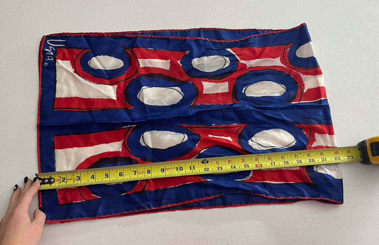 Vintage Vera Neumann Scarf Red Blue Abstract Circles Fashion Mid Century Modern