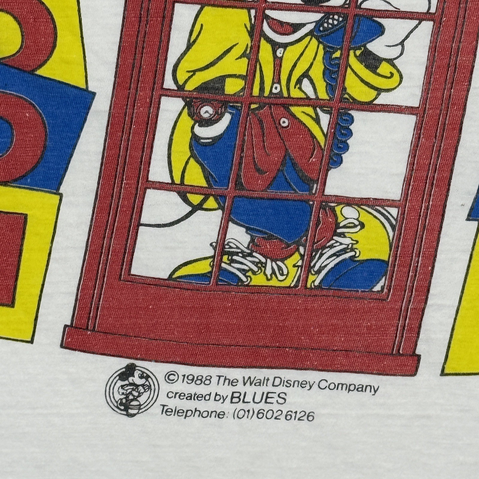 Vtg 1988 Walt Disney Mickey Mouse “London Calling” The Clash Parody White Shirt