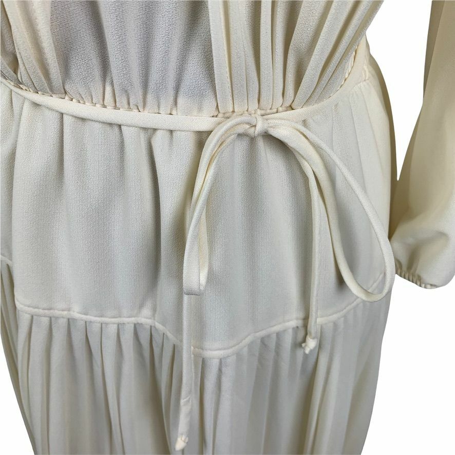 Beverly Collection Vintage Ivory Secretary Dress Midi Pleated Layered Bodice 12