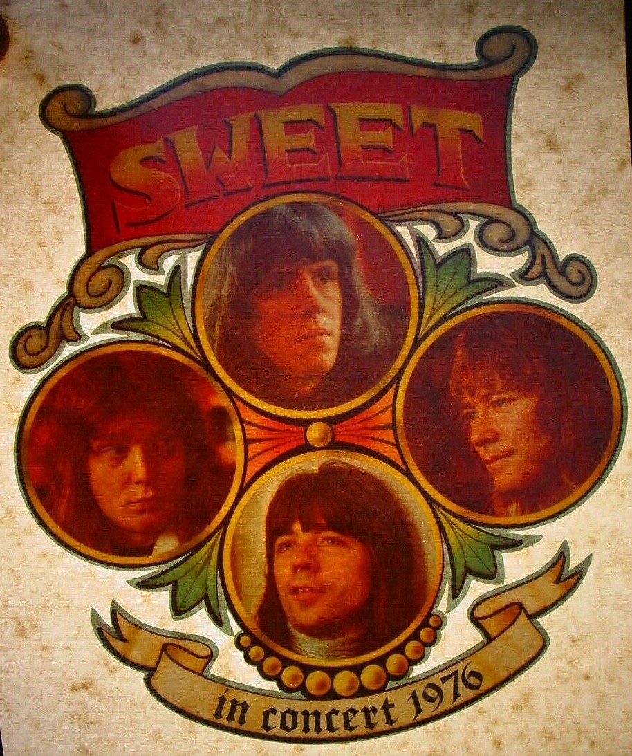 THE SWEET IN CONCERT ROCK & ROLL 1976 VINTAGE CLASSIC IRON ON TRANSFER NICE B-7