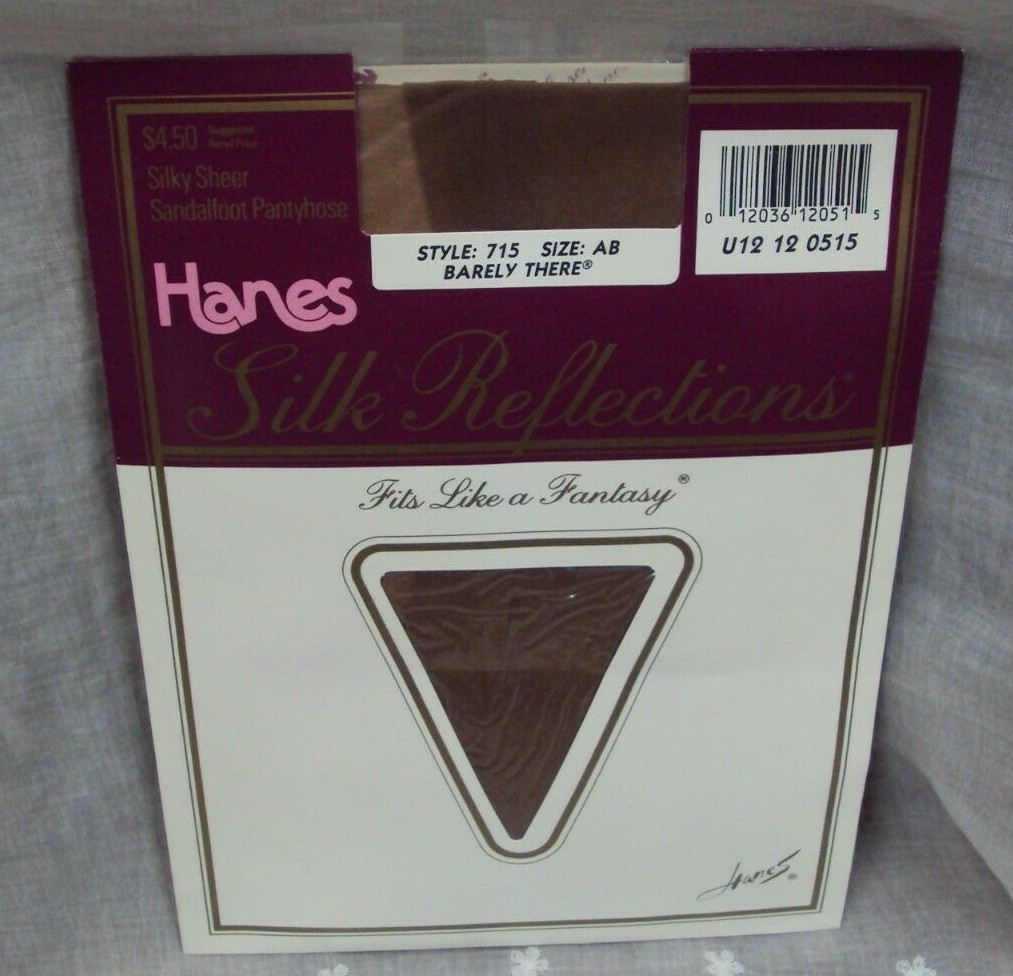 Vtg HANES SILK REFLECTIONS Silky Sheer Sandalfoot Pantyhose 715 Size: AB Barely