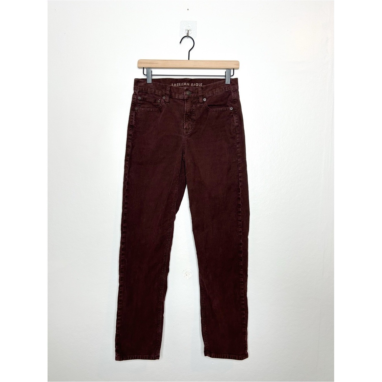 American Eagle Outfitters Womens 90’s Straight Leg Corduroy Pants Burgundy 4