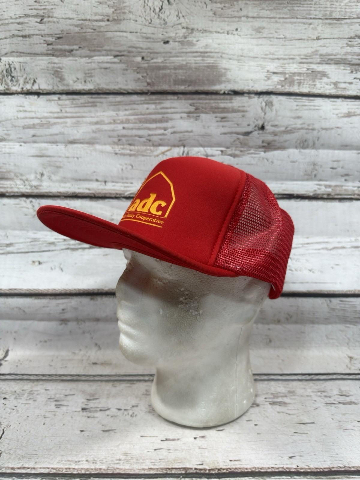 VTG Atlantic Dairy Cooperative ADC Red Advertising Mesh Snapback Trucker Hat Cap