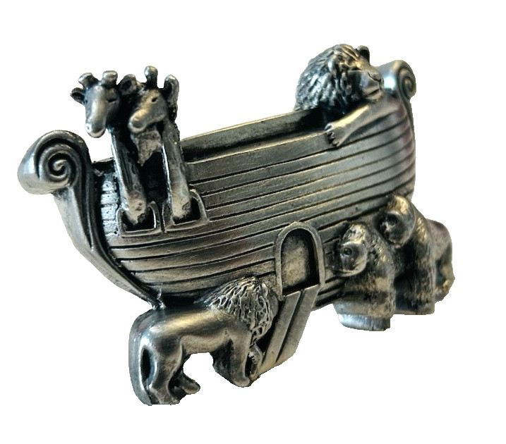 Vintage Noah’s Ark Vicenza Pewter Silver Tone Belt Buckle Rare #1058 Unique