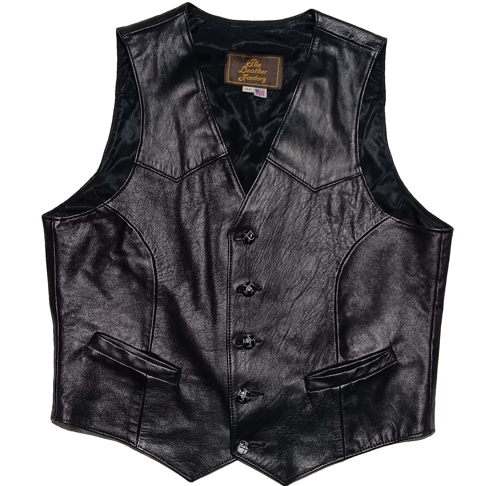 vtg Leather Vest Mens Biker 44 motorcycle Black XL western Made In USA