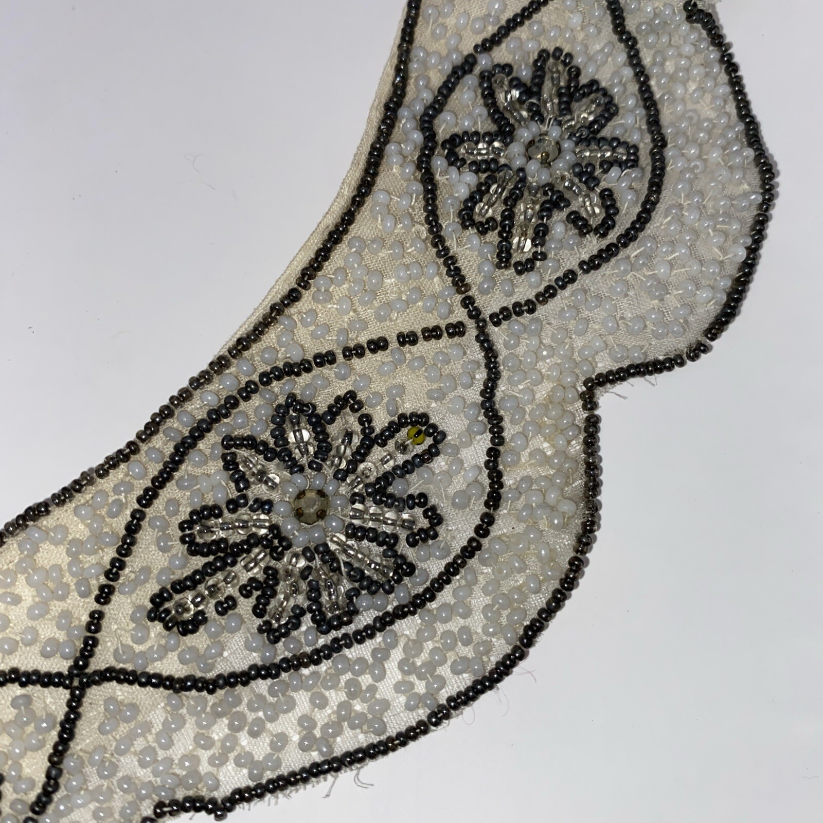 Vintage Seed Bead Hand Made Petticoat Collar Made in Belgium