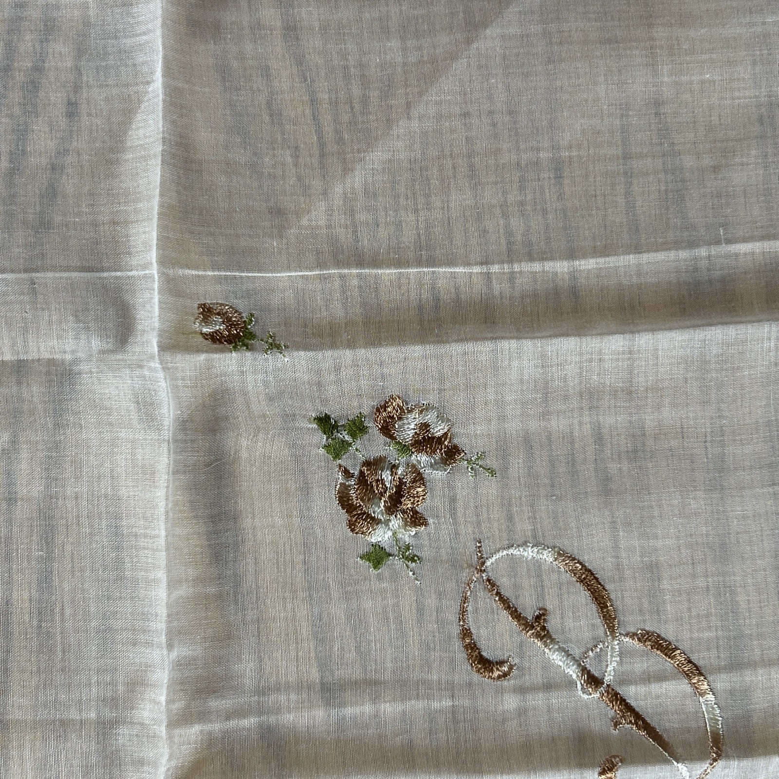 Vintage Swiss Monogram B Handkerchief Sheer White Floral RN 14750 Wedding Hanky