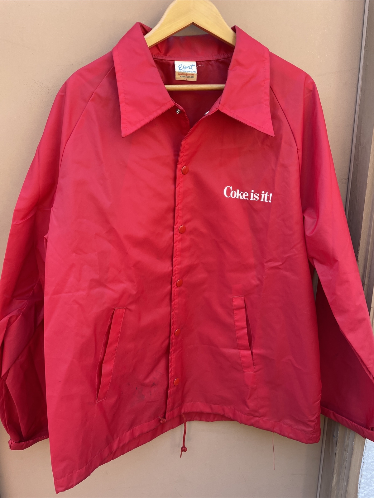 Vintage Coca Cola Coke Windbreaker Snap Button Ebert Sportswear *Made in USA