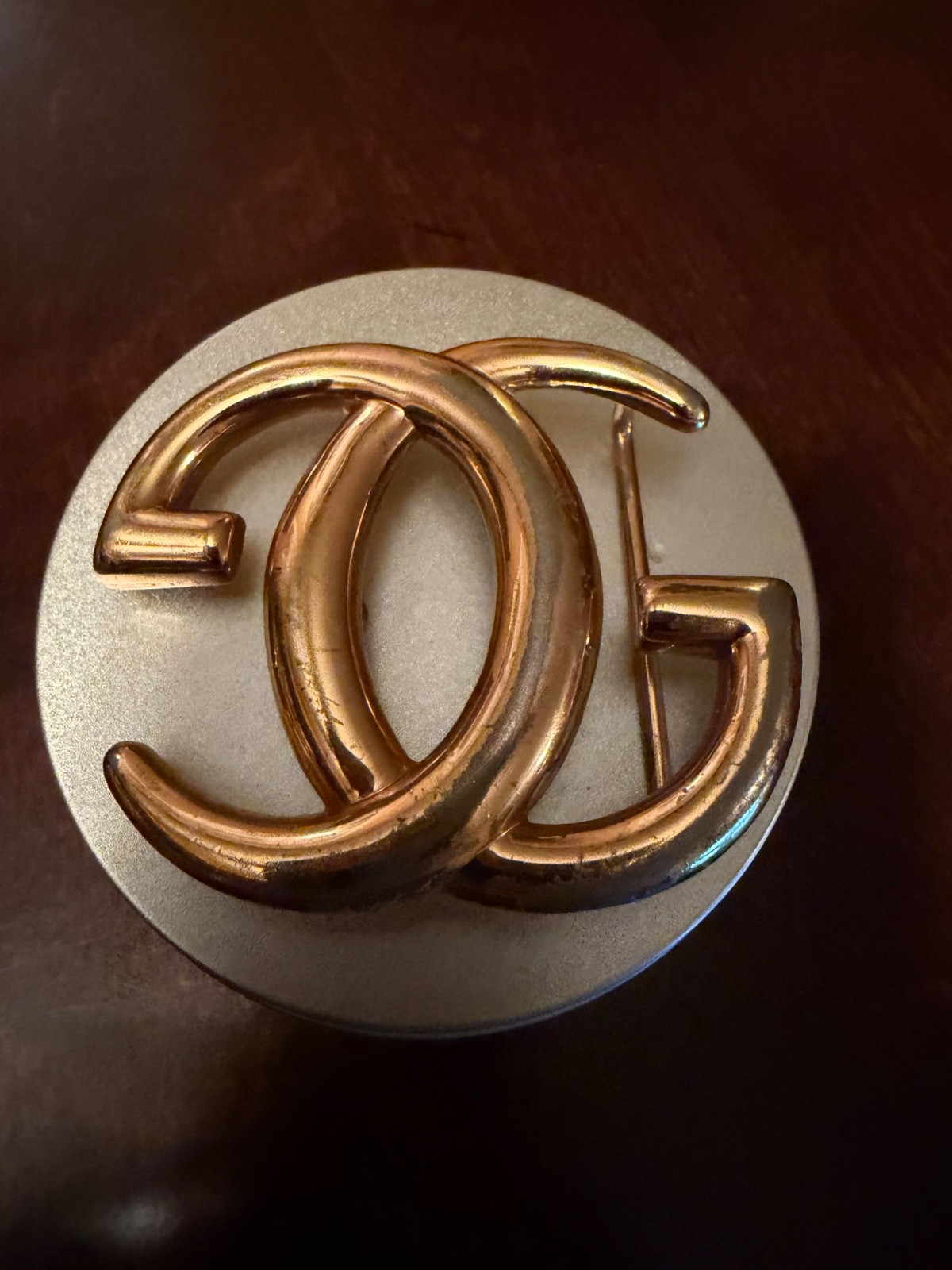 Vintage 1970’s Gucci Interlocking Double G Belt Buckle Gold Tone Logo!
