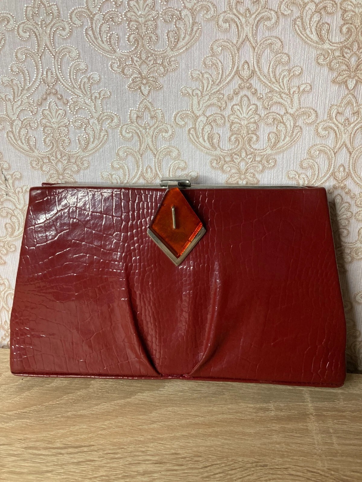Vintage red patent leather evening bag, handbag. Clutch Bag