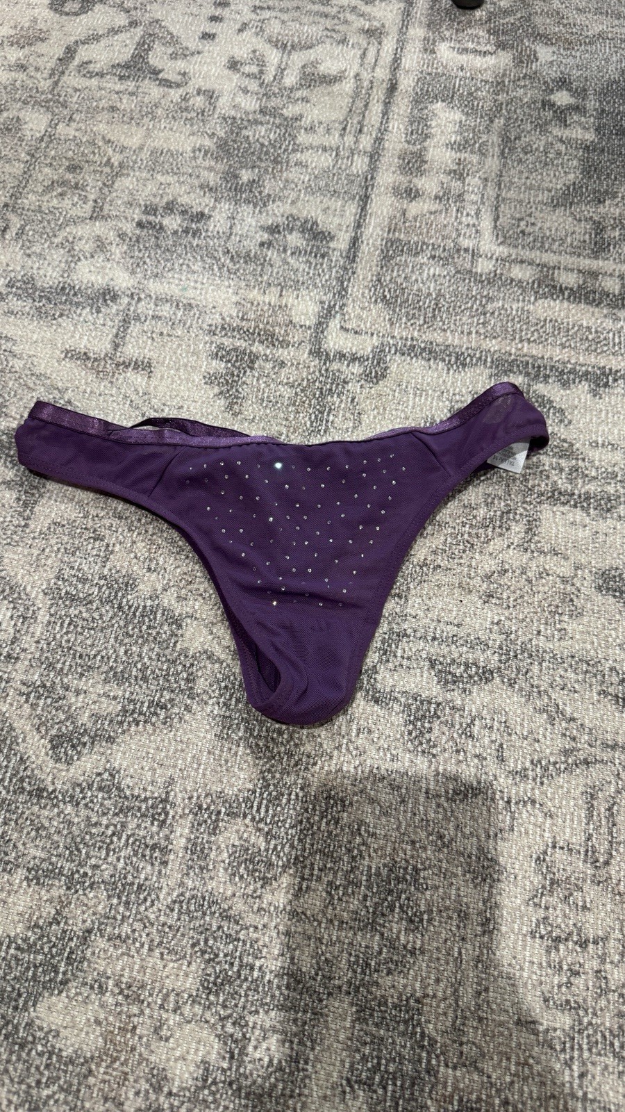 Purple satin sz m nylon second skin Thong Panties silky Smooth Underwear Sissy