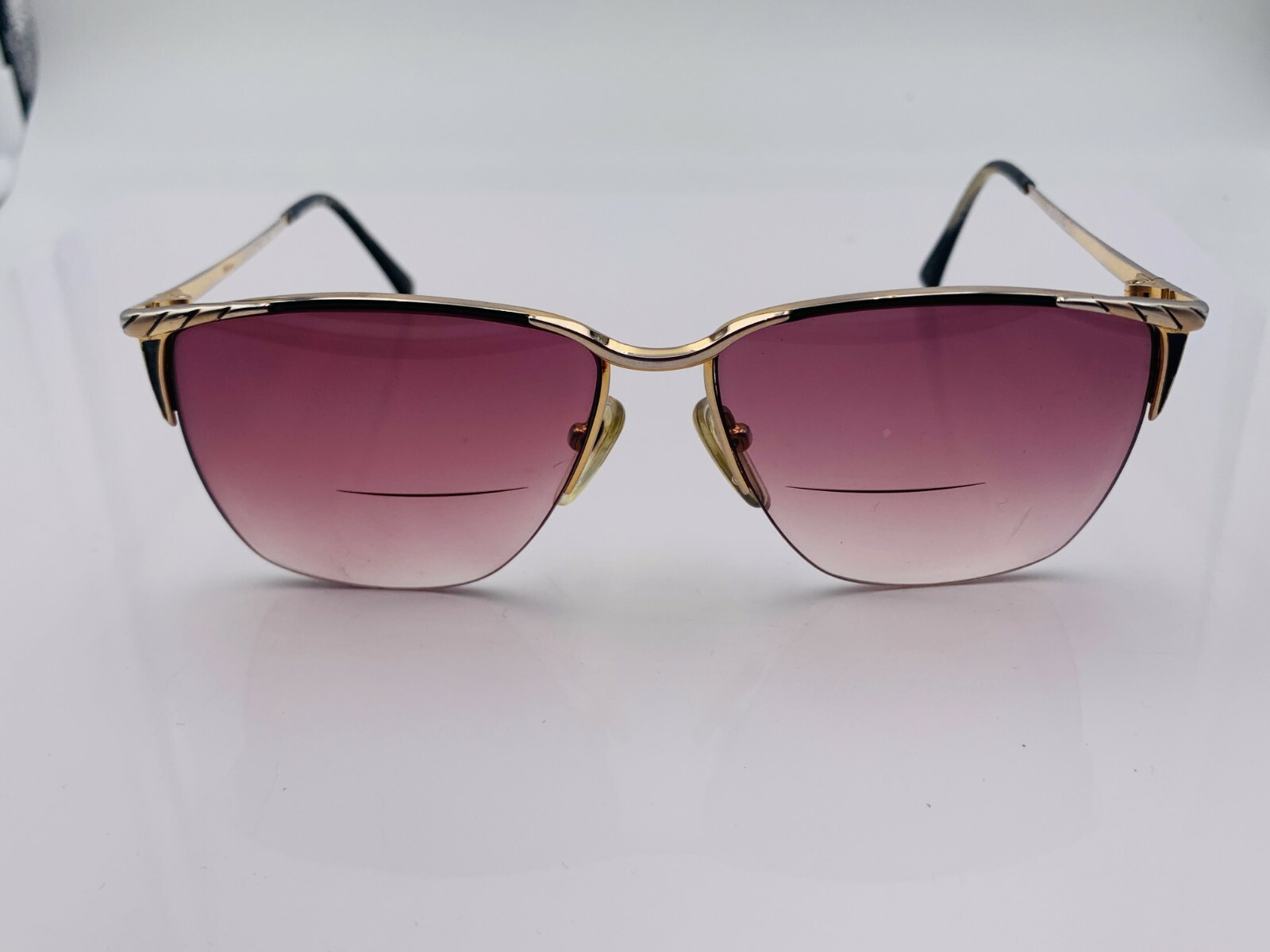 Vintage Tura 414 Black Gold Metal Oval Half-Rimmed Sunglasses FRAMES ONLY