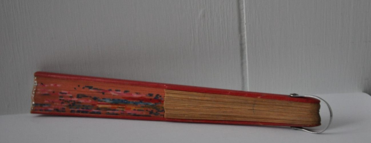 Vintage Folding Hand Fan Chinese Style Paper Wood Floral Design