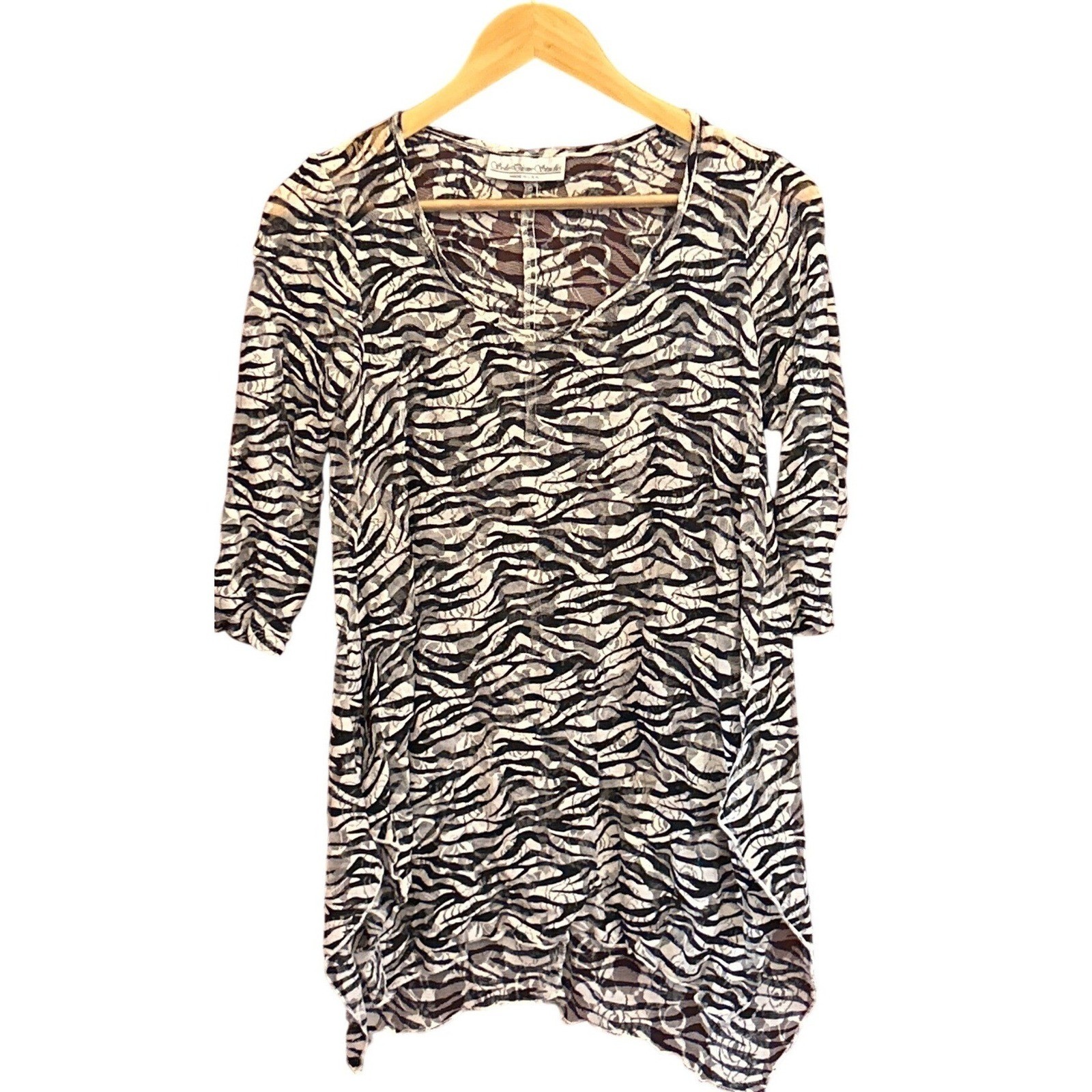 Vintage Sole Dione Studio Zebra Lace Tunic Sharkbite Hem Mob Wife Indie Sleaze