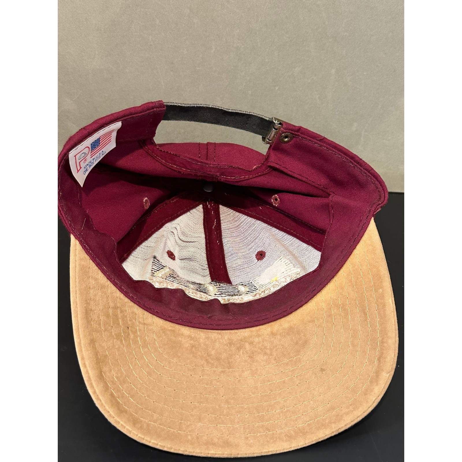 Vintage CGA Celebrity Golf Association Tour Hat Burgundy Tan Strapback USA Made