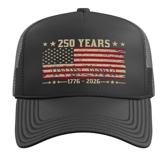 250 Years Hat American 1776 2026 250th USA Birthday 4th July One Size Black