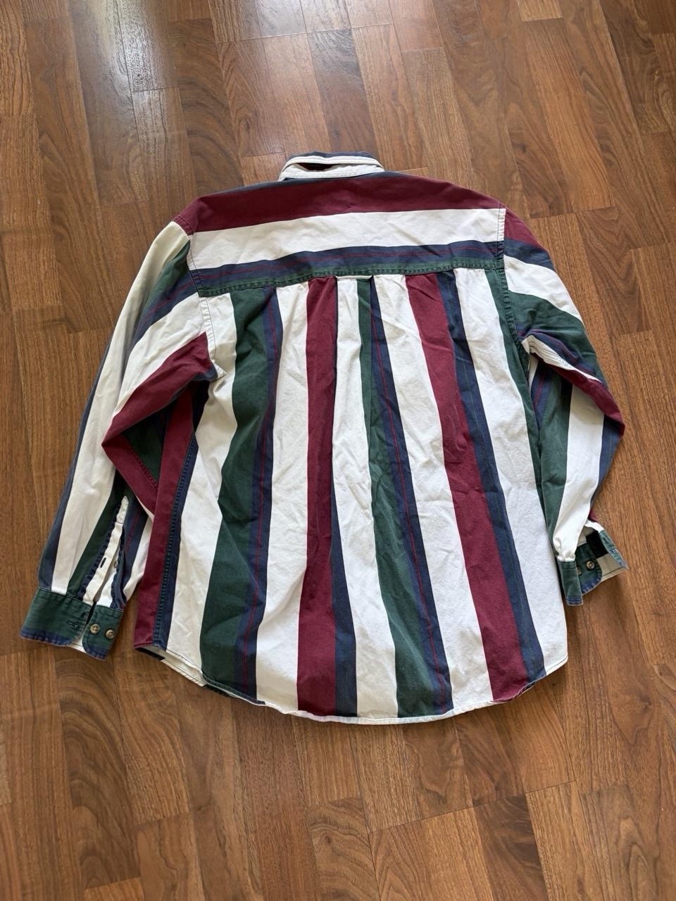 Vintage 90s Roundtree & Yorke XL Striped Button Down Shirt Colorblock Preppy