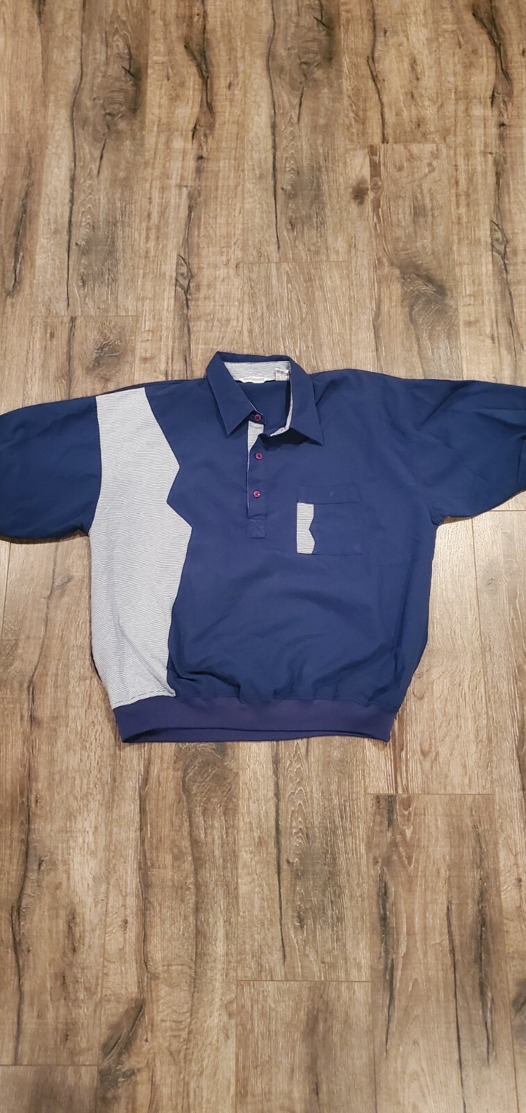 Wentworth Vintage Mens Dad Shirt Size Large Blue Pocket Short Sleeve