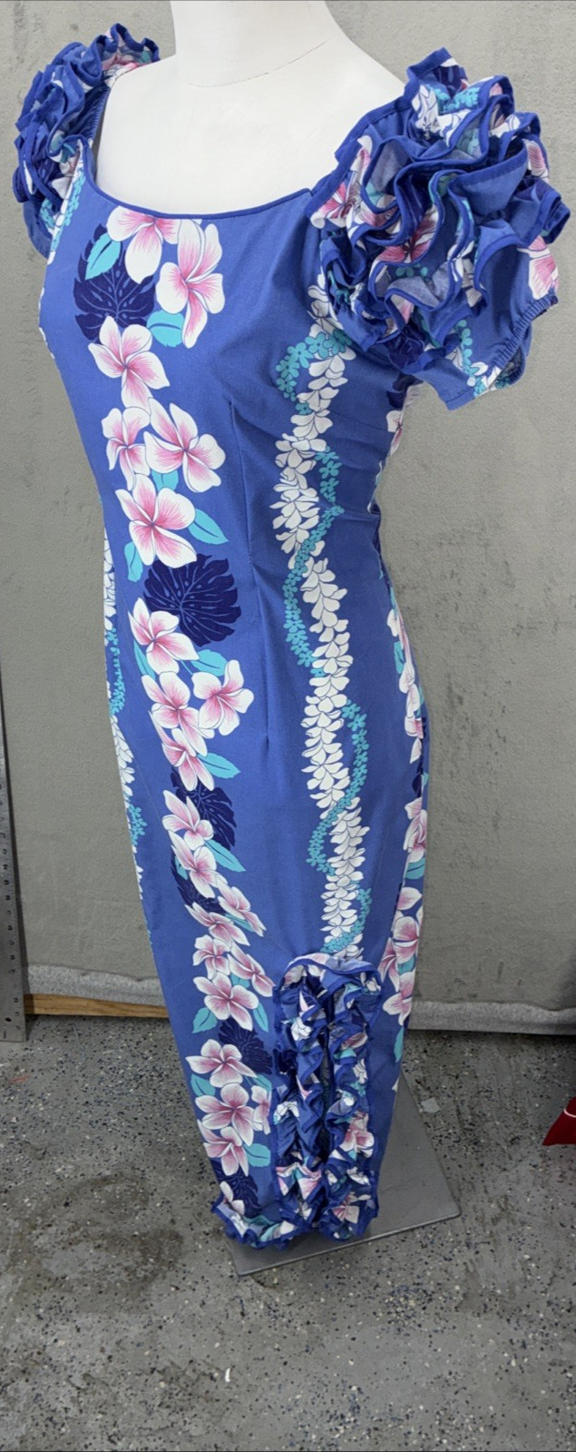 Vintage Royal Creations Hawaiian Maxi Dress Floral Resort Vacation USA Womens Lg