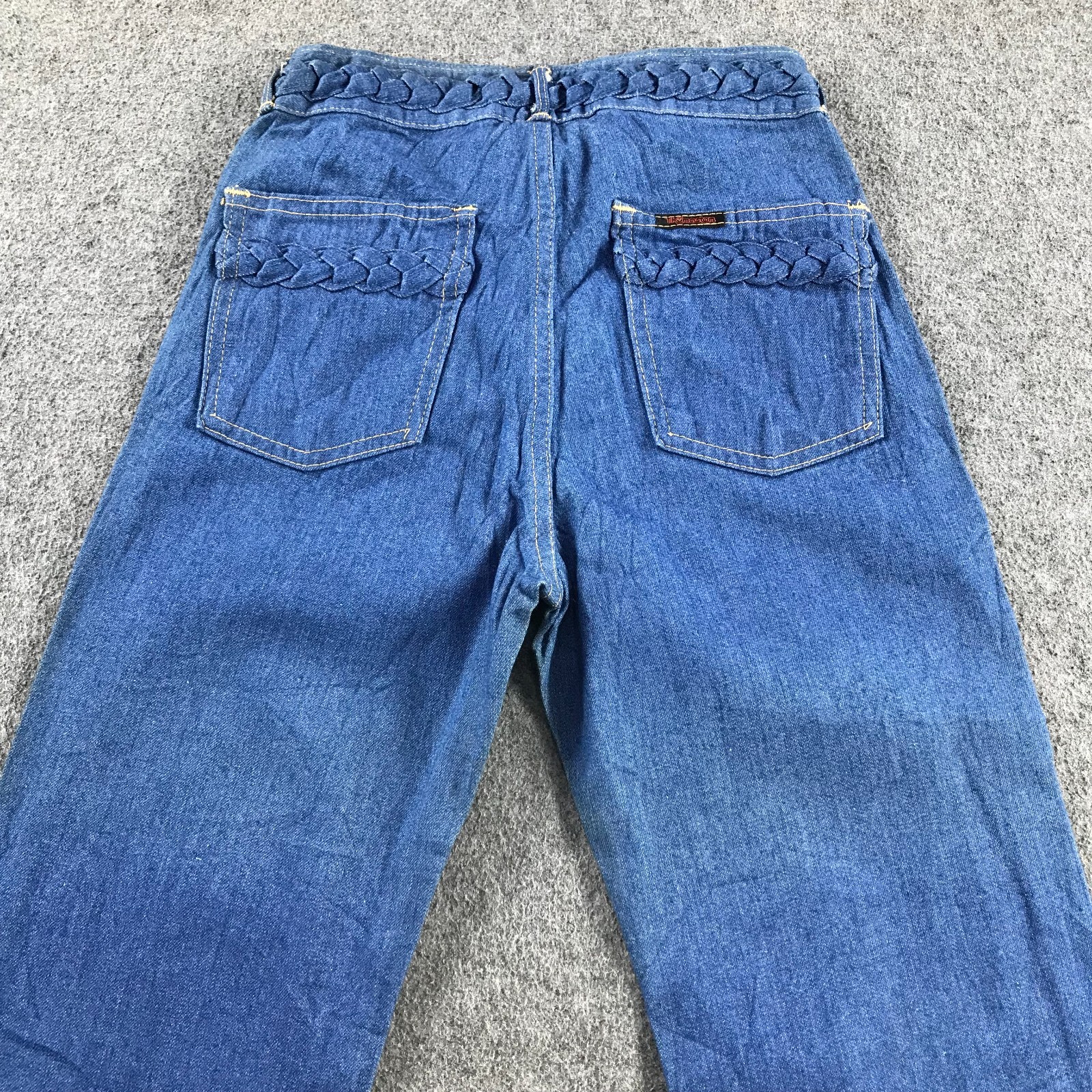 Vintage Thomaston High Waist Bell Bottom Flare Jeans Braided Detail Retro Denim