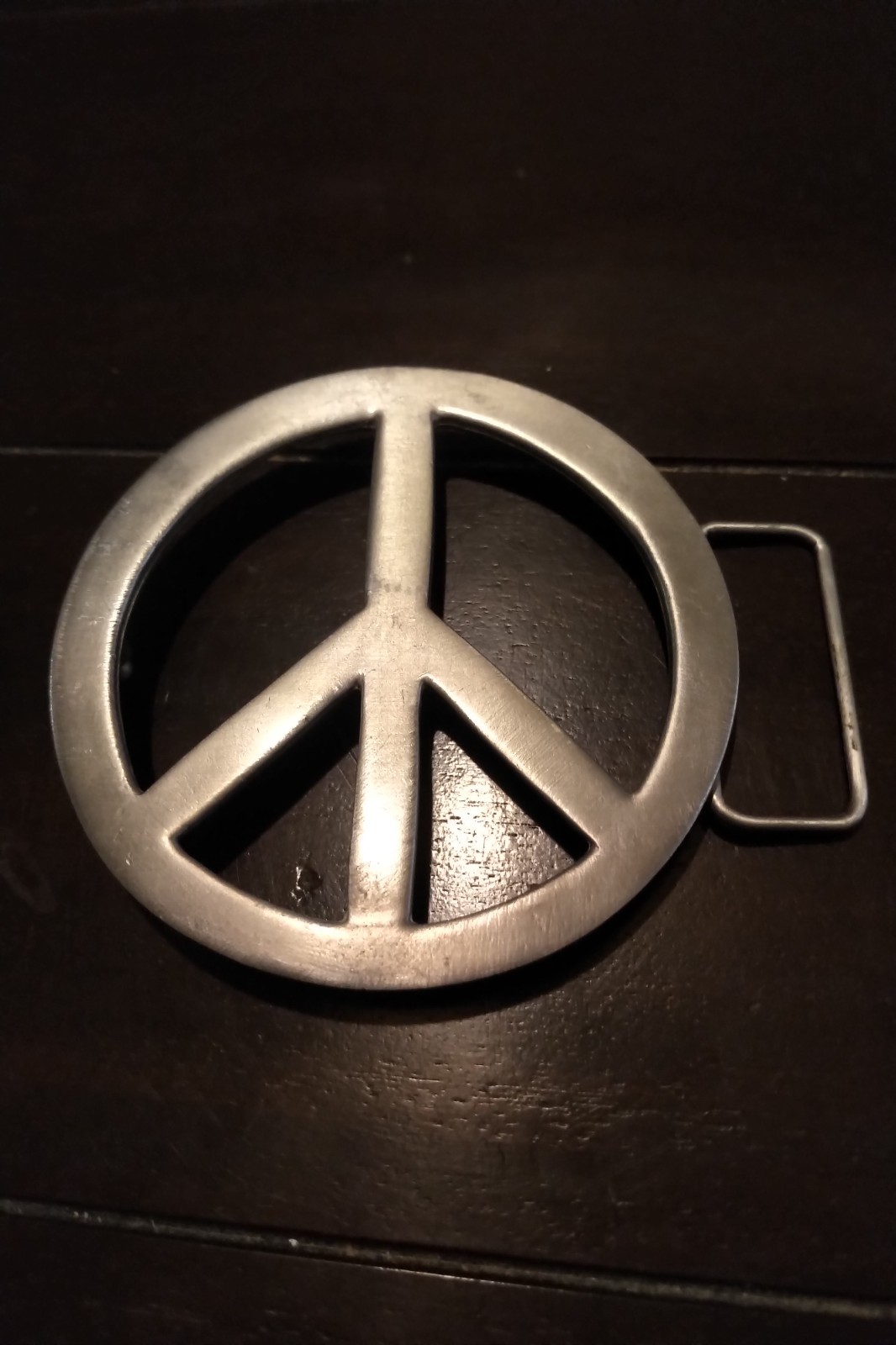 Peace sign belt buckle heavy