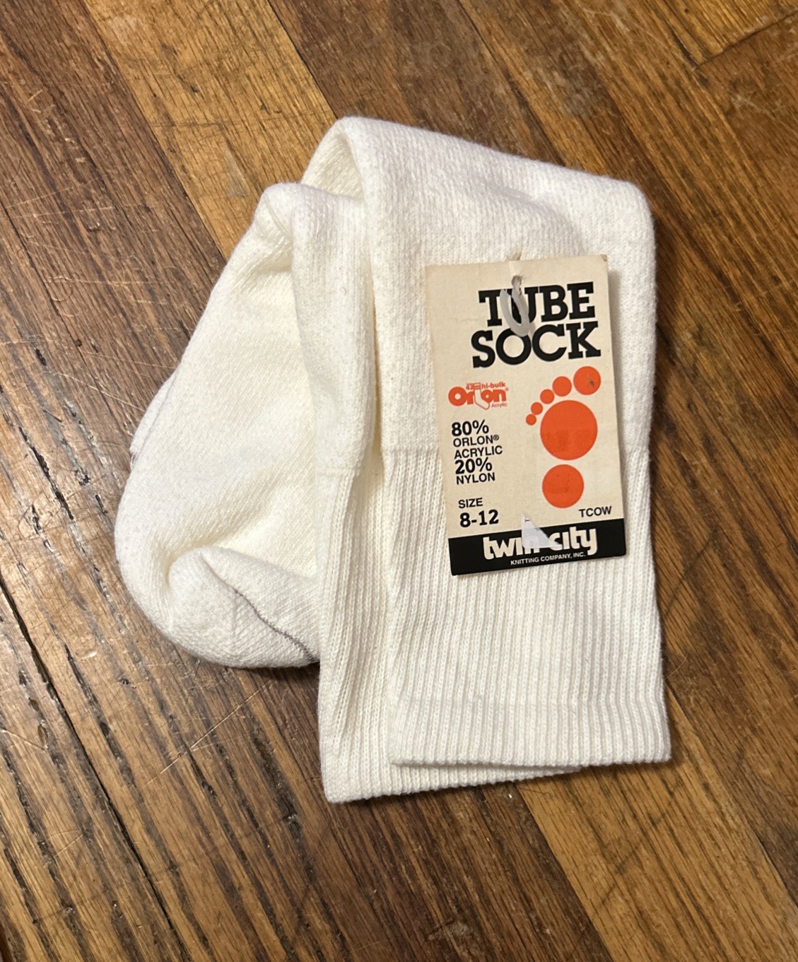 VTG 80’s White Tube Socks Cotton Blend Size 8-12 NOS 90s Twin City USA
