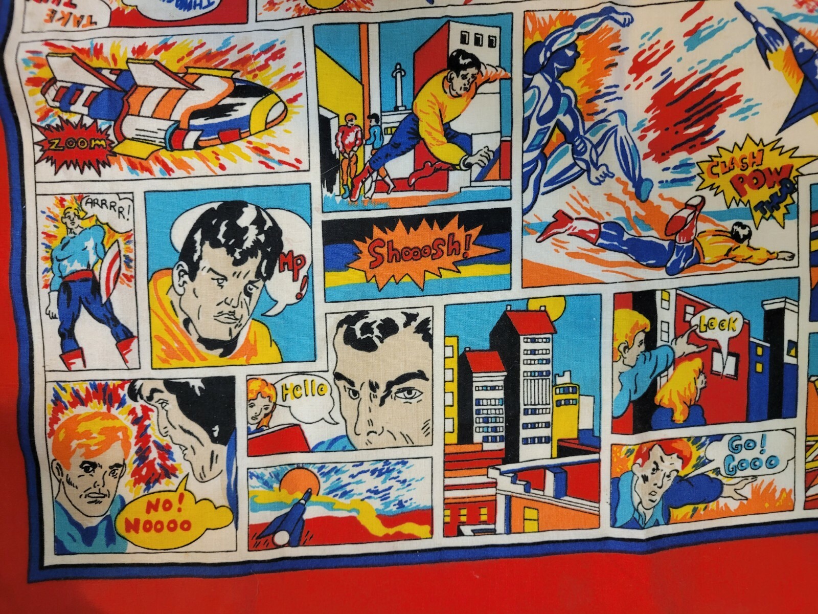 Vintage Pop Art Comic Superhero Bandana ~21″x22″~Made IN USA