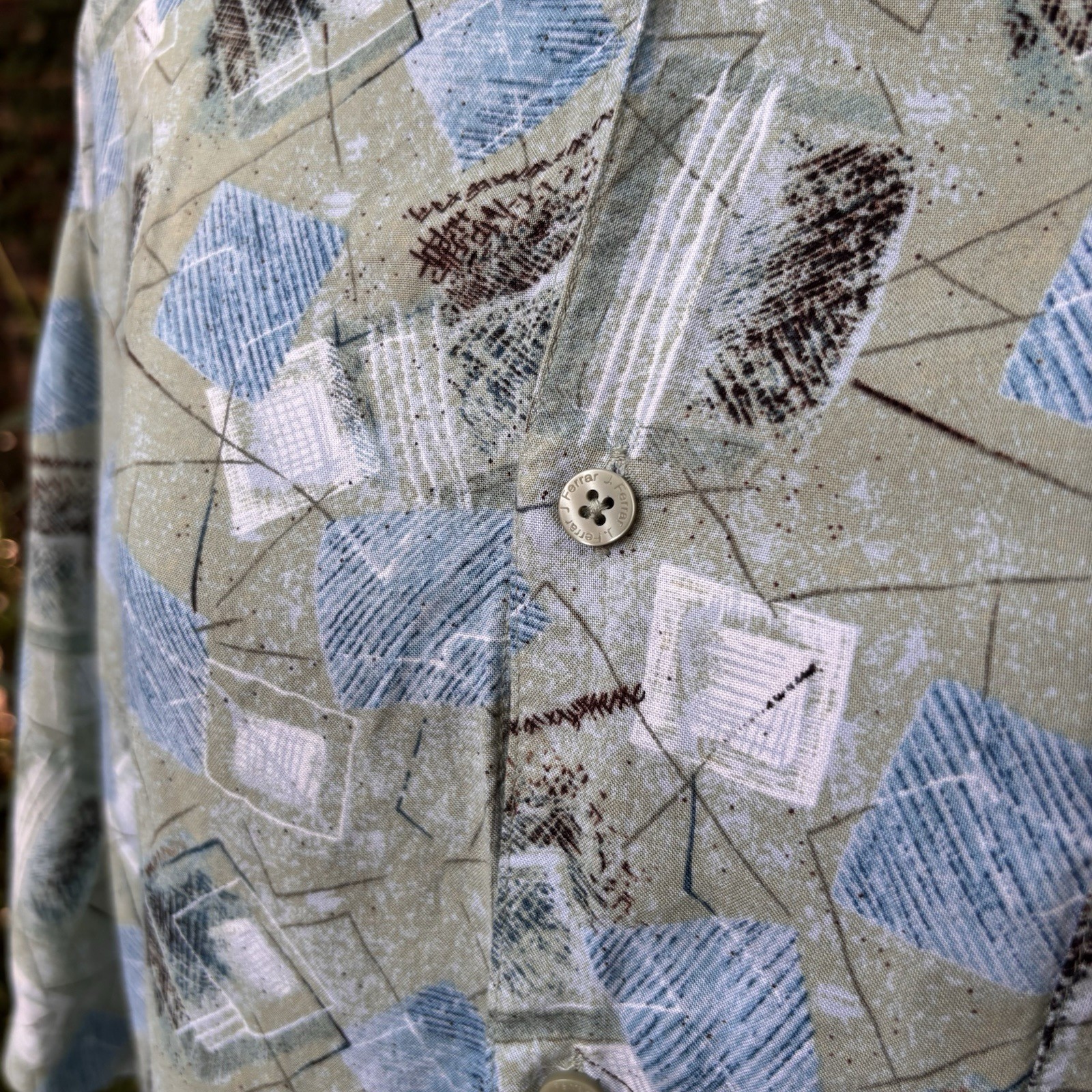 Vintage J. Ferrar “Washable Rayon” Button Modern Mod Shirt – Size XLT 17-17.5