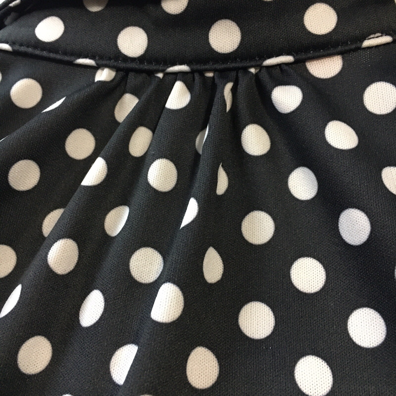 Vintage Jack Winter Knitsport Short Sleeve Blouse Polka Dot Button Up Black 10